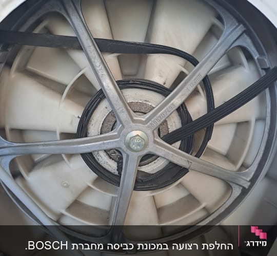 חלק פנימי של מכשיר חשמלי עם רצועה ומסגרת מתכת